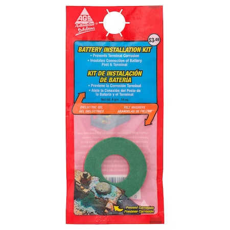 Ags Battery Install Kit with Grease and Washers, PK25 BT-1K